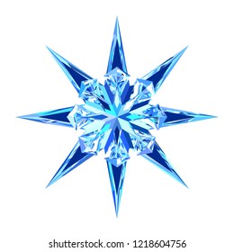Frisch blauer heller Eisschneeflocken, Stern. Festliche Dekoration zu Weihnachten und Neujahr. EPS10 Vektorillustration.