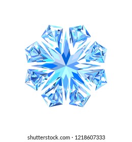 Cute blue bright ice snowflake. Festive decorations for Christmas and New Year. Eps 10 vector.