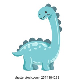 Cute Blue Brontosaurus Character Illustration