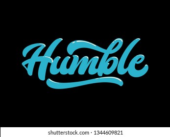 Cute Blue Bubble Humble Calligraphy with Black Background