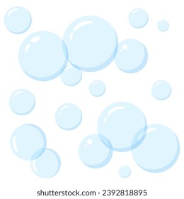 Cute blue bubbles isolated on white background.