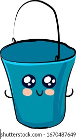 Cute blue bucket, illustration, vector on white background.