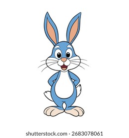 Cute blue bunny rabbit vector illustration