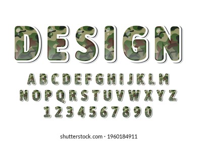 cute blue camouflage pattern alphabet