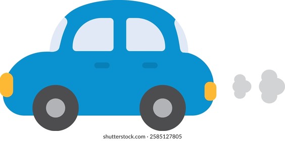 Cute blue car illustration, simple blue car