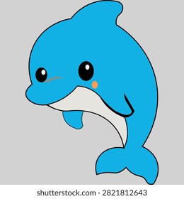 Cute blue cartoon dolphin