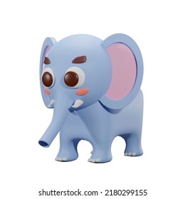 Cute blue cartoon elephant designed by 3D program.