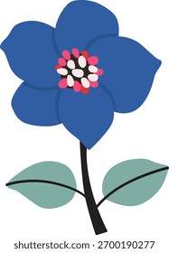 ilustração do vetor da flor do desenho animado azul bonito 