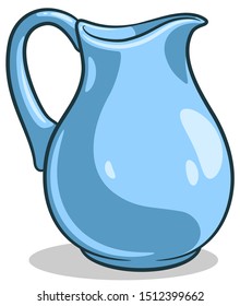 Cute blue cartoon jug on a white background