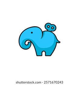 A cute, blue, cartoon style elephant with a wind up key on its back