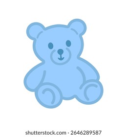 Cute blue cartoon teddy bear with big eyes and a sweet expression – perfect vector for baby products, nursery prints, and children’s illustrations.