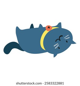 Cute blue cat with a bow on his head illustration