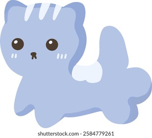 Cute blue cat cartoon on transparent background