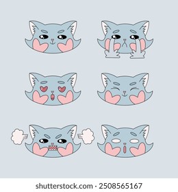 cute blue cat emoji vector design