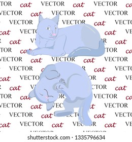 Cute blue cat for the logo. Vector background image. 
