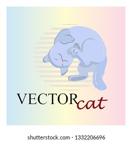 Cute blue cat for a logo - vectorielles image