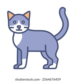 Cute blue cat mascot isolated icon vector illustration