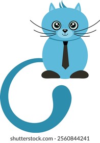 Cute blue cat with tie
