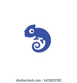 cute blue chameleon forms the letter D