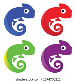 Cute Blue Chameleon Forms The Letter C