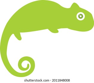 cute blue chameleon forms the letter C