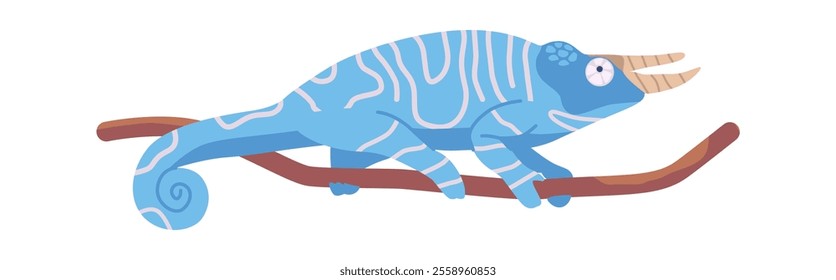 Cute blue chameleon vector illustration