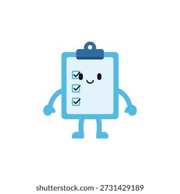 Cute Blue Clipboard with Checkmarks, Fun Design, Graphic Art, Playful Environment