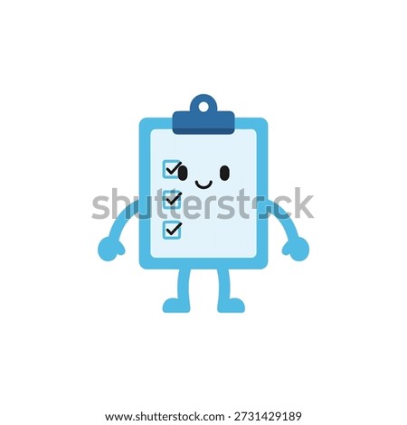 Cute Blue Clipboard with Checkmarks, Fun Design, Graphic Art, Playful Environment