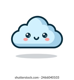 cute blue cloud cartoon character vector illustration template design