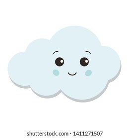 Cute Blue Cloud Icon Isolated On Stock Vector (Royalty Free) 1411271507 ...