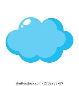 Cute blue cloud icon for weather and sky isolated on transparent background.
