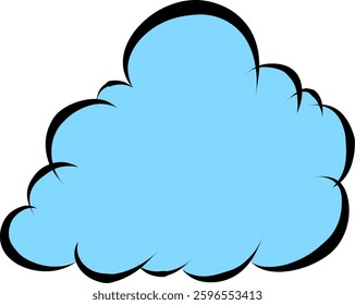 cute blue cloud illustration with black lines on the edge.