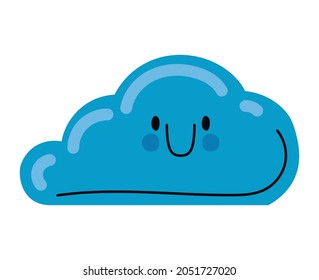 cute blue cloud over white