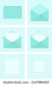 Cute blue color envelop with a blank page, envelope, blank etc. This icon set can use for document, office, massage, mail, stationary proposes.