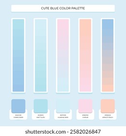 cute blue color palette vector design template