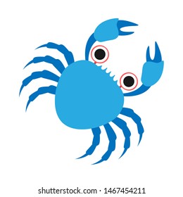 cute blue crab vector isolated on white background