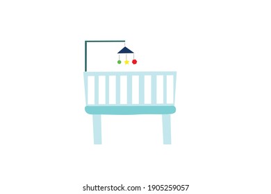 Cute Blue Crib Vector Illustration