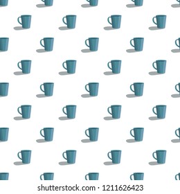 Cute blue cup pattern seamless repeat background for any web design