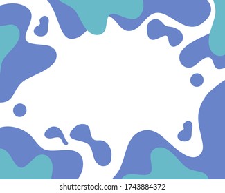 cute blue curve bubbles frame decoration vector