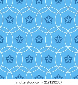 Cute Blue Decorative Seamless Pattern Star Asterisk, Design For Decoration