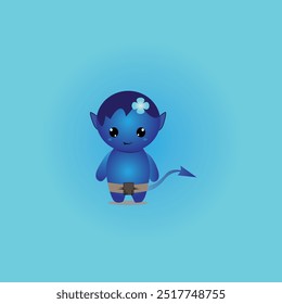 Cute blue devil at Halloween event