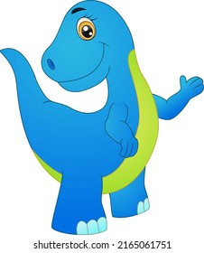 Cute blue dinosaur cartoon posing