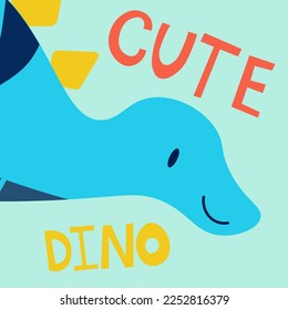 Cute blue dinosaur and cool dino slogan design for fashion graphics, t shirt prints, posters, stickers etc EPS