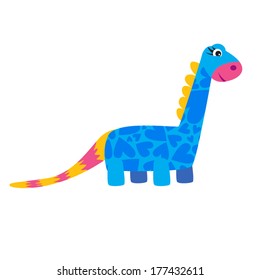 cute blue dinosaur isolated vector