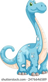 Cute blue dinosaur with a long neck