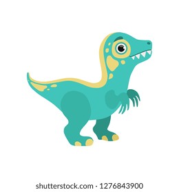 Cute blue dinosaur, lovely baby dino cartoon character vector Illustration