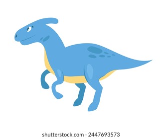 Cute blue dinosaur. Prehistoric animal, jungle reptiles group, jurassic world evolution cartoon vector illustration