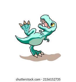 cute blue dinosaur vector, T-rex illustration