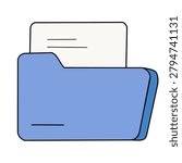 Cute Blue Document Folder Archive Vector Icon