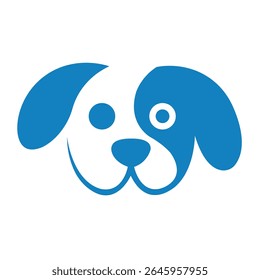 Cute Blue Dog Face Logo Pet Care Puppy and Animal Friendly Design